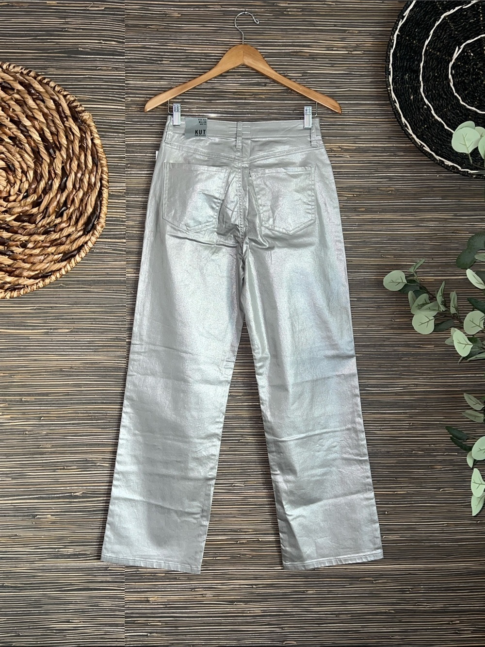 NWT Kut from the Kloth Miller High Rise Metallic Wide-Leg Pants Sz 2 - Picture 3 of 16